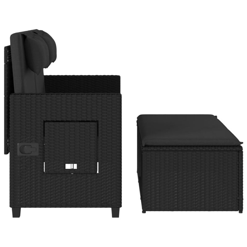 Casa si Gradina - Gradina si terasa - Mobilier exterior - Bancute de gradina - Banca de gradina rabatabila cu perne, negru, poliratan - Infinity.ro