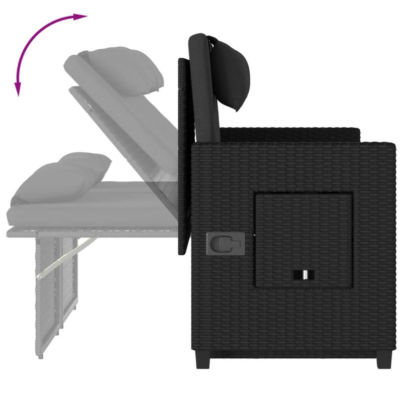 Casa si Gradina - Gradina si terasa - Mobilier exterior - Bancute de gradina - Banca de gradina rabatabila cu perne, negru, poliratan - Infinity.ro