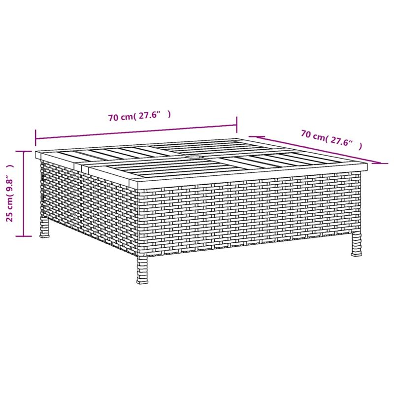 Casa si Gradina - Gradina si terasa - Mobilier exterior - Mese gradina - Masa de gradina, bej, 70x70x25 cm, poliratan si lemn acacia - Infinity.ro