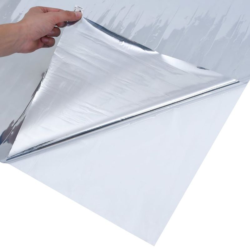 Casa si Gradina - Constructii - Ferestre si accesorii - Accesorii ferestre - Folie solara efect reflectorizant static argintiu 90x2000cm PVC - Infinity.ro