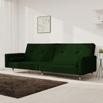 Casa si Gradina - Mobilier - Canapele si coltare - Canapele - Canapea extensibila cu 2 locuri, 2 perne, verde inchis catifea - Infinity.ro