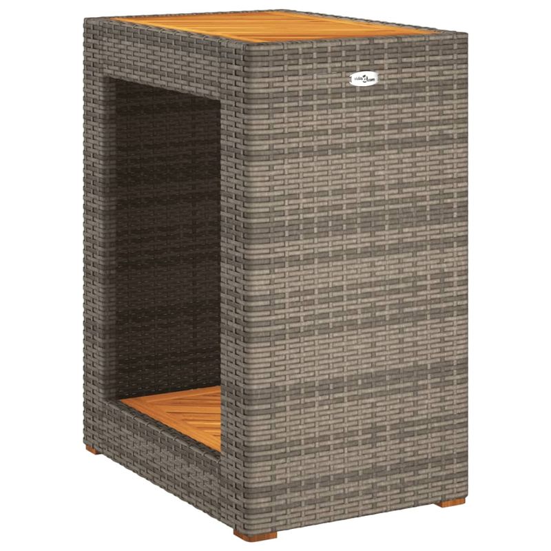 Casa si Gradina - Gradina si terasa - Mobilier exterior - Mese gradina - Masa laterala de gradina blat lemn, gri, 60x40x75 cm, poliratan - Infinity.ro