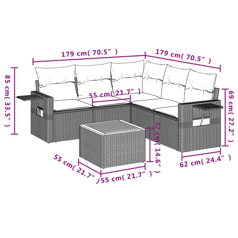 Casa si Gradina - Gradina si terasa - Mobilier exterior - Seturi mobila gradina - Set canapele de gradina cu perne, 6 piese, bej, poliratan - Infinity.ro