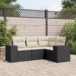 Casa si Gradina - Gradina si terasa - Mobilier exterior - Canapele si fotolii gradina - Set mobilier de gradina cu perne, 4 piese, negru, poliratan - Infinity.ro