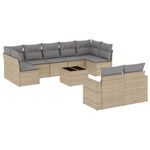 Casa si Gradina - Gradina si terasa - Mobilier exterior - Canapele si fotolii gradina - Set canapele de gradina cu perne, 10 piese, bej, poliratan - Infinity.ro