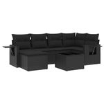 Casa si Gradina - Gradina si terasa - Mobilier exterior - Seturi mobila gradina - Set canapele de gradina cu perne, 7 piese, negru, poliratan - Infinity.ro