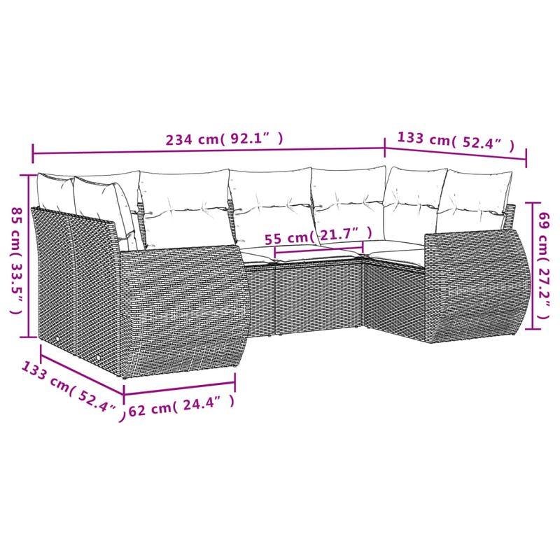 Casa si Gradina - Gradina si terasa - Mobilier exterior - Seturi mobila gradina - Set canapele de gradina, 7 piese, cu perne, bej, poliratan - Infinity.ro