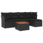 Casa si Gradina - Gradina si terasa - Mobilier exterior - Seturi mobila gradina - Set mobilier de gradina cu perne, 6 piese, negru, poliratan - Infinity.ro
