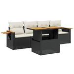 Casa si Gradina - Gradina si terasa - Mobilier exterior - Seturi mobila gradina - Set mobilier de gradina cu perne, 5 piese, negru, poliratan - Infinity.ro