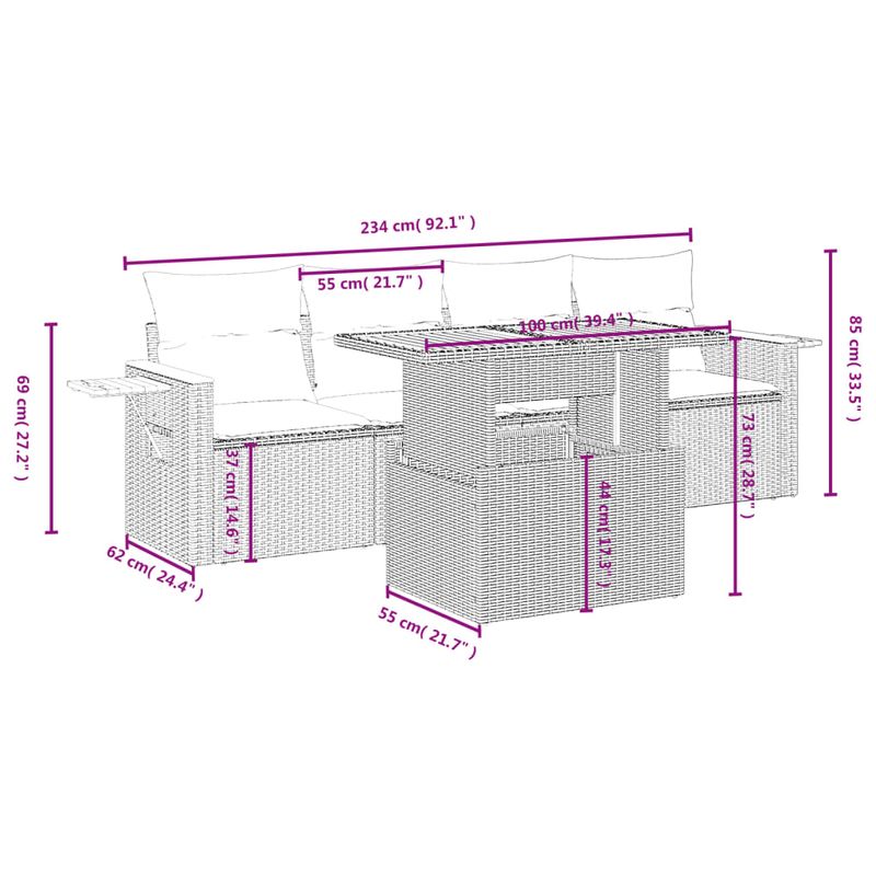 Casa si Gradina - Gradina si terasa - Mobilier exterior - Seturi mobila gradina - Set mobilier de gradina cu perne, 5 piese, negru, poliratan - Infinity.ro