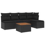 Casa si Gradina - Gradina si terasa - Mobilier exterior - Seturi mobila gradina - Set mobilier de gradina cu perne, 6 piese, negru, poliratan - Infinity.ro
