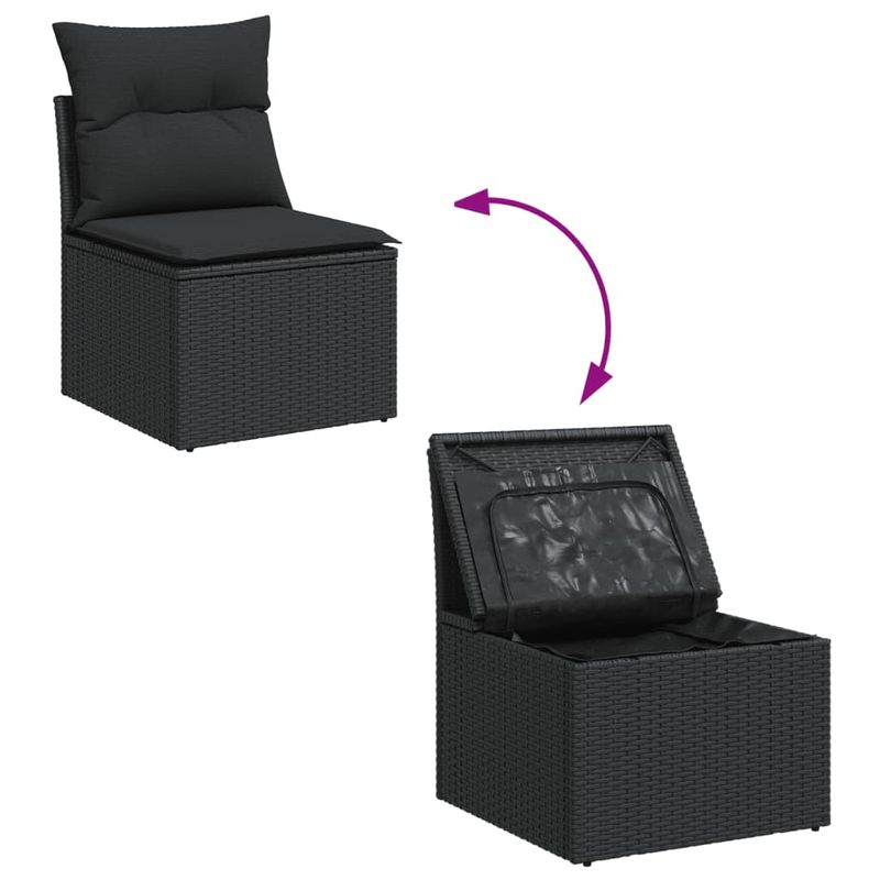 Casa si Gradina - Gradina si terasa - Mobilier exterior - Seturi mobila gradina - Set mobilier de gradina cu perne, 6 piese, negru, poliratan - Infinity.ro