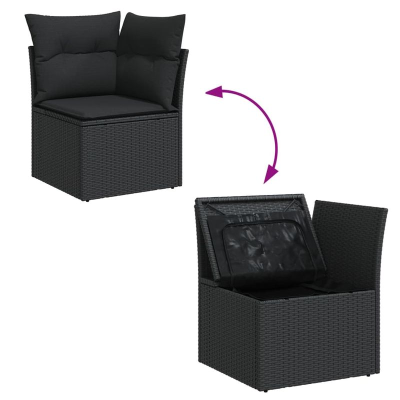Casa si Gradina - Gradina si terasa - Mobilier exterior - Seturi mobila gradina - Set mobilier de gradina cu perne, 6 piese, negru, poliratan - Infinity.ro