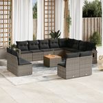 Casa si Gradina - Gradina si terasa - Mobilier exterior - Canapele si fotolii gradina - Set mobilier de gradina cu perne, 13 piese, gri, poliratan - Infinity.ro