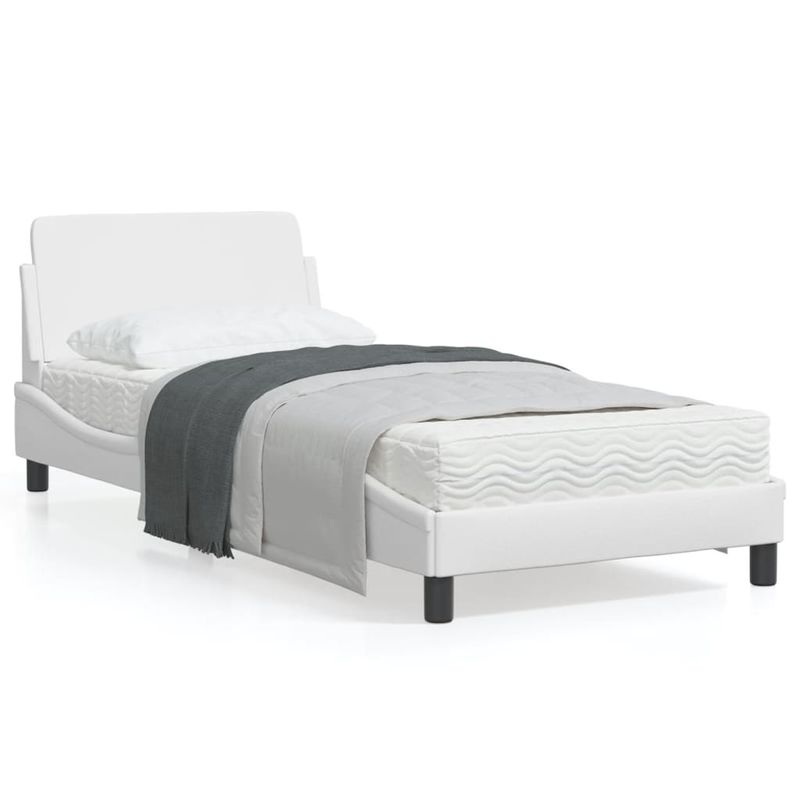 Casa si Gradina - Mobilier - Paturi si accesorii - Paturi - Cadru de pat cu tablie, alb, 90x200 cm, piele ecologica - Infinity.ro