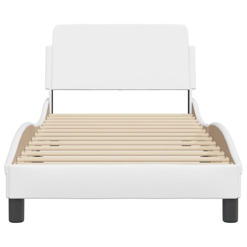 Casa si Gradina - Mobilier - Paturi si accesorii - Paturi - Cadru de pat cu tablie, alb, 90x200 cm, piele ecologica - Infinity.ro