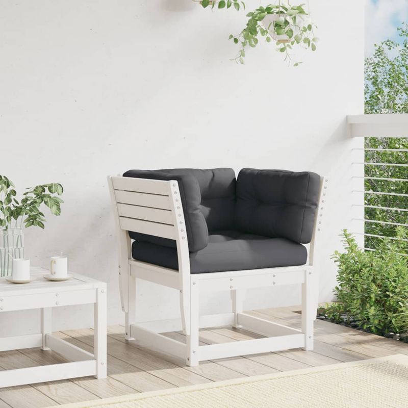 Casa si Gradina - Gradina si terasa - Mobilier exterior - Canapele si fotolii gradina - Canapea gradina cotiera cu perne, alb, lemn masiv de pin - Infinity.ro