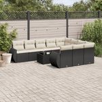 Casa si Gradina - Gradina si terasa - Mobilier exterior - Canapele si fotolii gradina - Set canapele de gradina cu perne, 11 piese, negru, poliratan - Infinity.ro