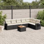 Casa si Gradina - Gradina si terasa - Mobilier exterior - Canapele si fotolii gradina - Set mobilier de gradina cu perne, 8 piese, negru, poliratan - Infinity.ro
