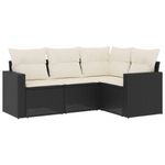 Casa si Gradina - Gradina si terasa - Mobilier exterior - Seturi mobila gradina - Set mobilier de gradina cu perne, 4 piese, negru, poliratan - Infinity.ro