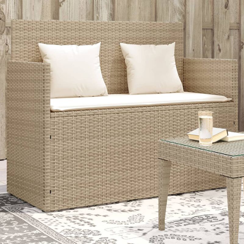 Casa si Gradina - Gradina si terasa - Mobilier exterior - Bancute de gradina - Banca de gradina cu perne, bej, poliratan - Infinity.ro