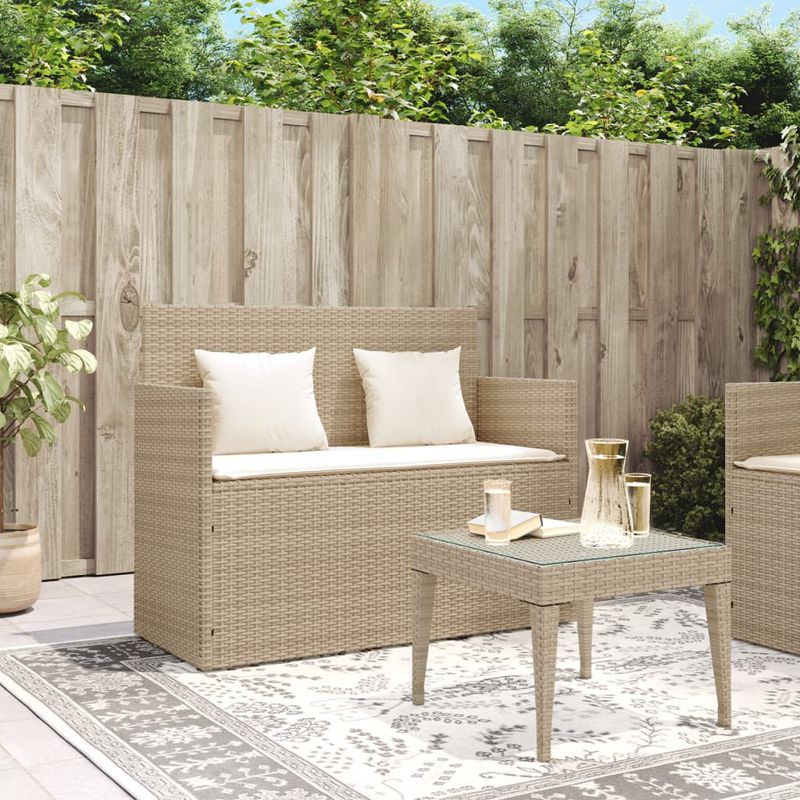 Casa si Gradina - Gradina si terasa - Mobilier exterior - Bancute de gradina - Banca de gradina cu perne, bej, poliratan - Infinity.ro