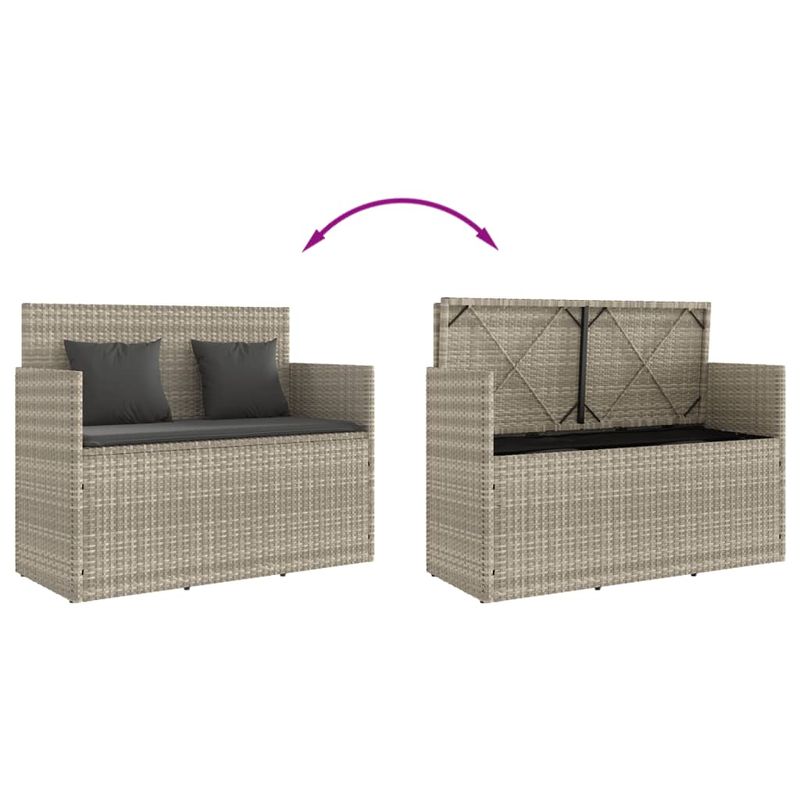 Casa si Gradina - Gradina si terasa - Mobilier exterior - Bancute de gradina - Banca de gradina cu perna, gri deschis, poliratan - Infinity.ro