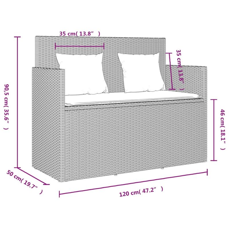 Casa si Gradina - Gradina si terasa - Mobilier exterior - Bancute de gradina - Banca de gradina cu perna, gri deschis, poliratan - Infinity.ro
