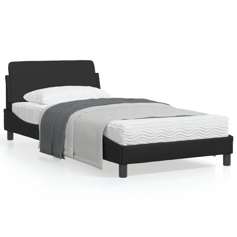 Casa si Gradina - Mobilier - Paturi si accesorii - Paturi - Cadru de pat cu tablie, negru, 100x200 cm, piele ecologica - Infinity.ro