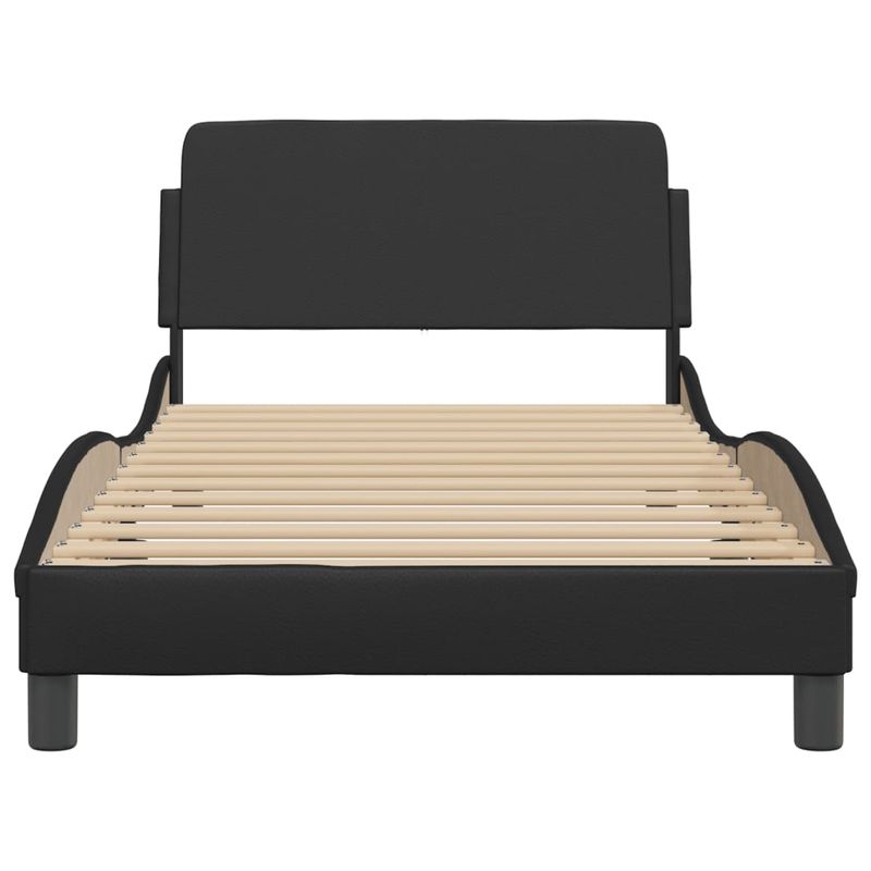 Casa si Gradina - Mobilier - Paturi si accesorii - Paturi - Cadru de pat cu tablie, negru, 100x200 cm, piele ecologica - Infinity.ro