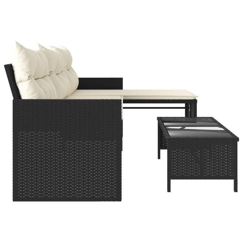 Casa si Gradina - Gradina si terasa - Mobilier exterior - Canapele si fotolii gradina - Canapea de gradina cu masa/perne, forma de L, poliratan negru - Infinity.ro