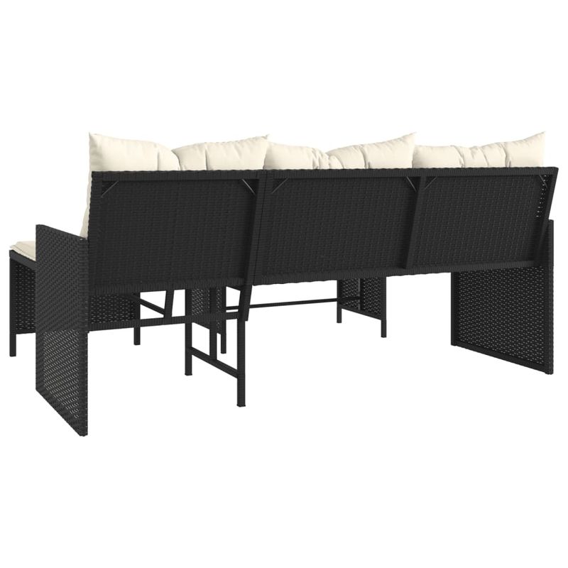 Casa si Gradina - Gradina si terasa - Mobilier exterior - Canapele si fotolii gradina - Canapea de gradina cu masa/perne, forma de L, poliratan negru - Infinity.ro