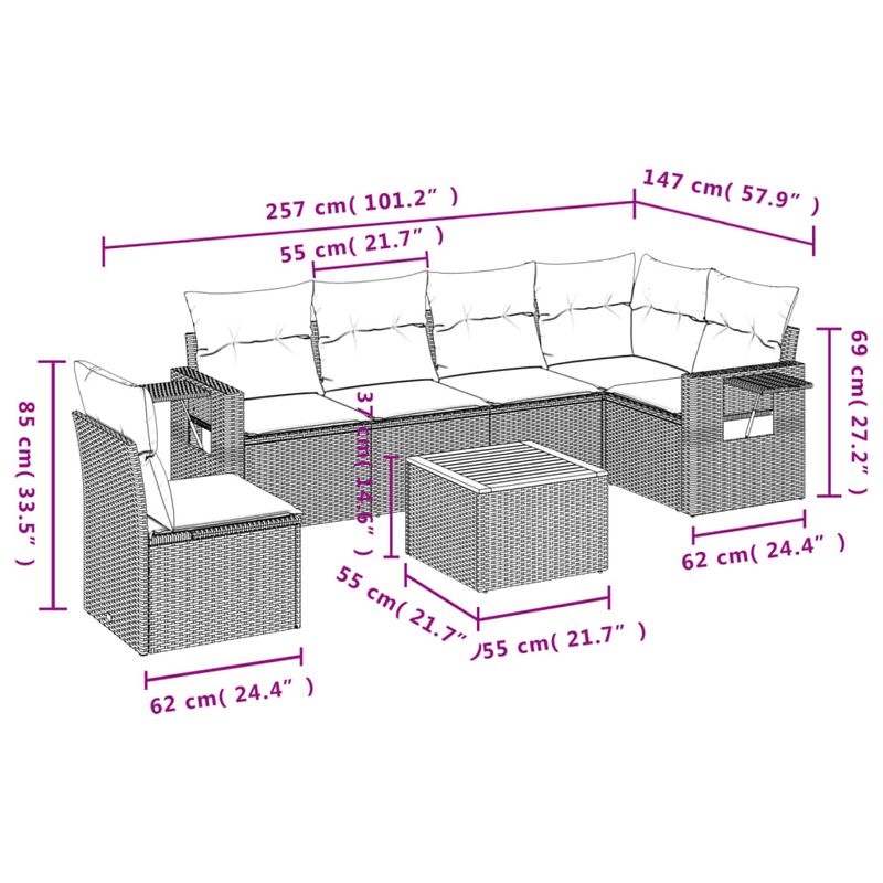 Casa si Gradina - Gradina si terasa - Mobilier exterior - Seturi mobila gradina - Set canapele de gradina cu perne, 7 piese, negru, poliratan - Infinity.ro
