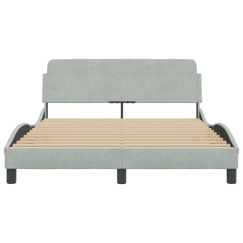 Casa si Gradina - Mobilier - Paturi si accesorii - Paturi - Cadru de pat cu tablie, gri deschis, 140x200 cm, catifea - Infinity.ro