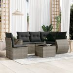 Casa si Gradina - Gradina si terasa - Mobilier exterior - Seturi mobila gradina - Set mobilier gradina cu perne, 6 piese, gri, poliratan - Infinity.ro