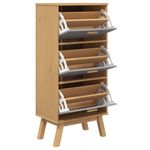 Casa si Gradina - Mobilier - Organizare si depozitare - Organizator incaltaminte - Pantofar „OLDEN”, gri/maro, 55x35x120 cm, lemn masiv pin - Infinity.ro