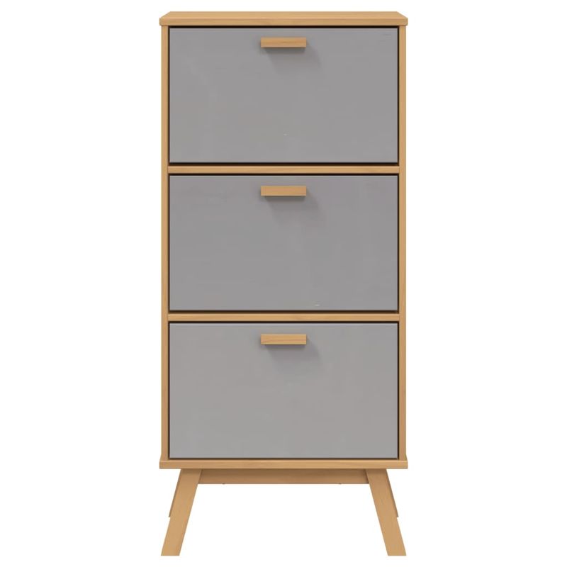 Casa si Gradina - Mobilier - Organizare si depozitare - Organizator incaltaminte - Pantofar „OLDEN”, gri/maro, 55x35x120 cm, lemn masiv pin - Infinity.ro