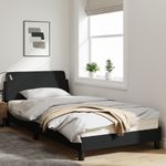Casa si Gradina - Mobilier - Paturi si accesorii - Paturi - Cadru de pat cu tablie, negru, 100x200 cm, textil - Infinity.ro