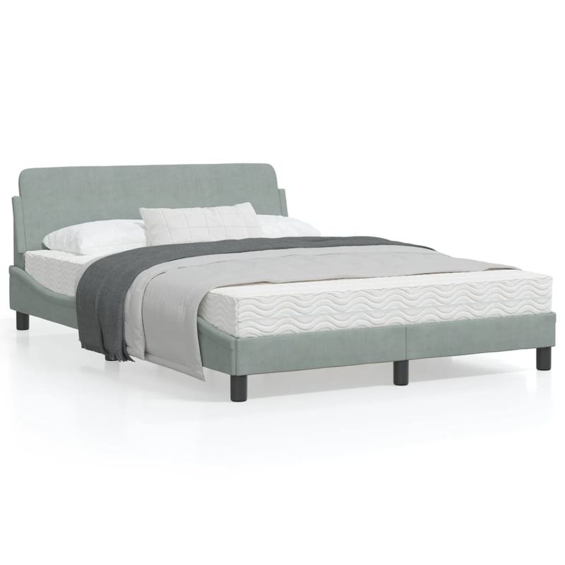 Casa si Gradina - Mobilier - Paturi si accesorii - Paturi - Cadru de pat cu tablie, gri deschis, 120x200 cm, catifea - Infinity.ro