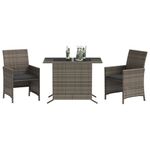 Casa si Gradina - Gradina si terasa - Mobilier exterior - Seturi mobila gradina - Set bistro de gradina cu perne, 3 piese, gri, poliratan - Infinity.ro