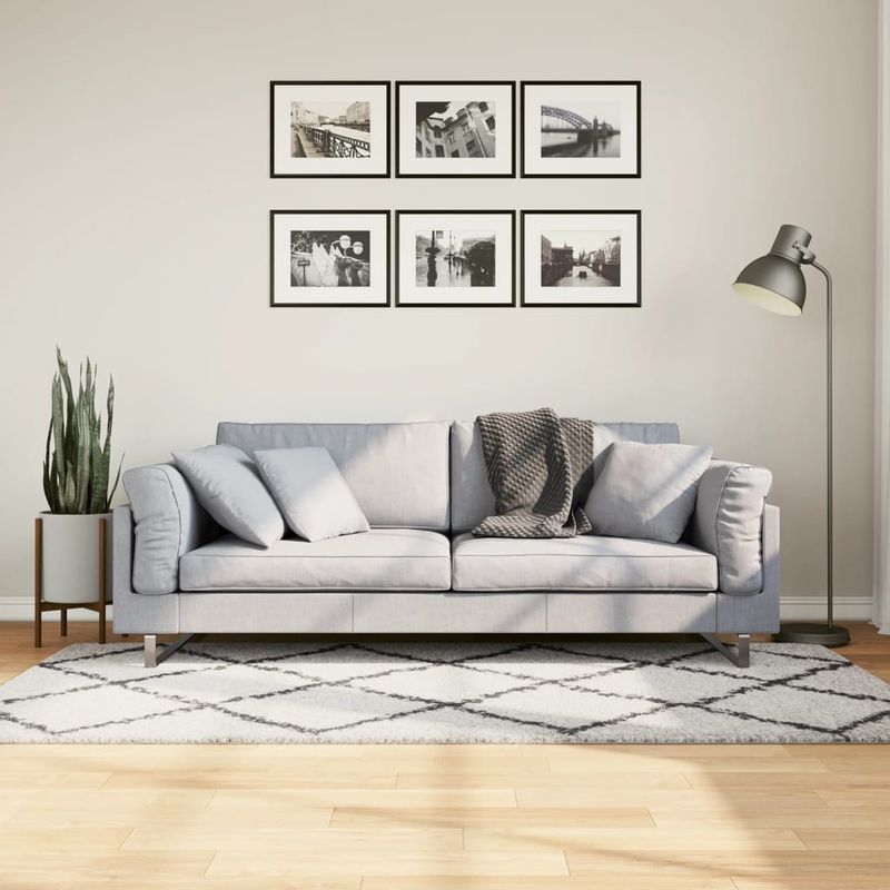 Casa si Gradina - Textile si covoare - Covoare - Covoare casa - Covor pufos cu fire inalte, crem si negru modern, 100x200 cm - Infinity.ro