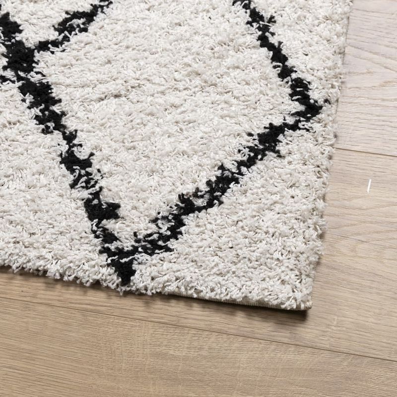 Casa si Gradina - Textile si covoare - Covoare - Covoare casa - Covor pufos cu fire inalte, crem si negru modern, 100x200 cm - Infinity.ro