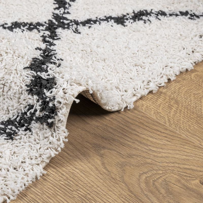 Casa si Gradina - Textile si covoare - Covoare - Covoare casa - Covor pufos cu fire inalte, crem si negru modern, 100x200 cm - Infinity.ro