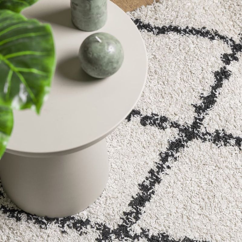 Casa si Gradina - Textile si covoare - Covoare - Covoare casa - Covor pufos cu fire inalte, crem si negru modern, 100x200 cm - Infinity.ro