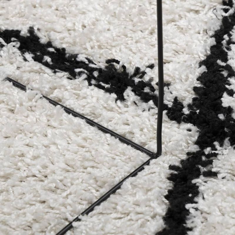 Casa si Gradina - Textile si covoare - Covoare - Covoare casa - Covor pufos cu fire inalte, crem si negru modern, 100x200 cm - Infinity.ro