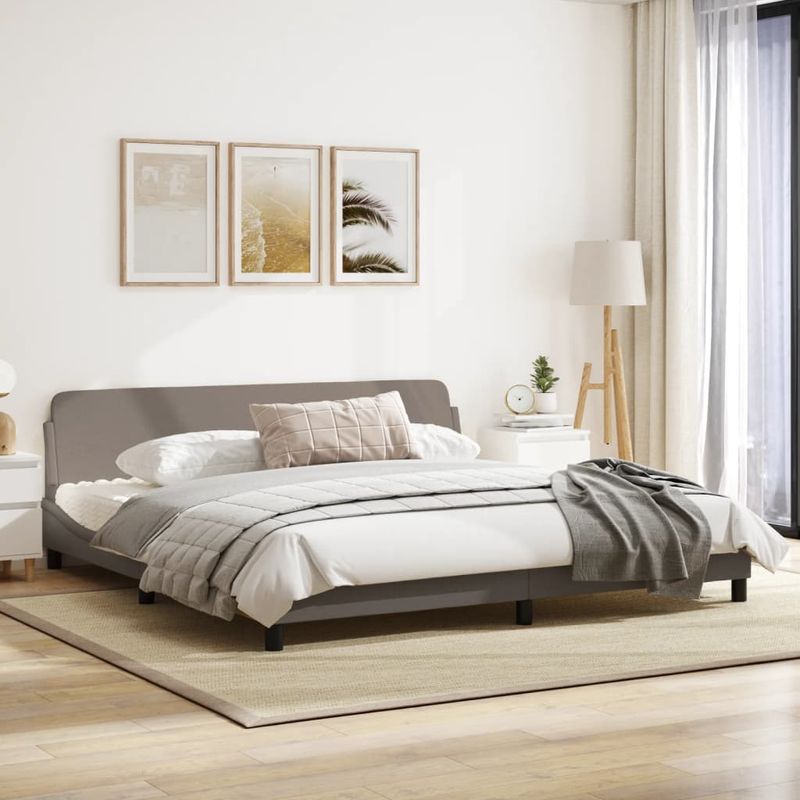 Casa si Gradina - Mobilier - Paturi si accesorii - Paturi - Cadru de pat cu tablie, gri taupe, 200x200 cm, textil - Infinity.ro