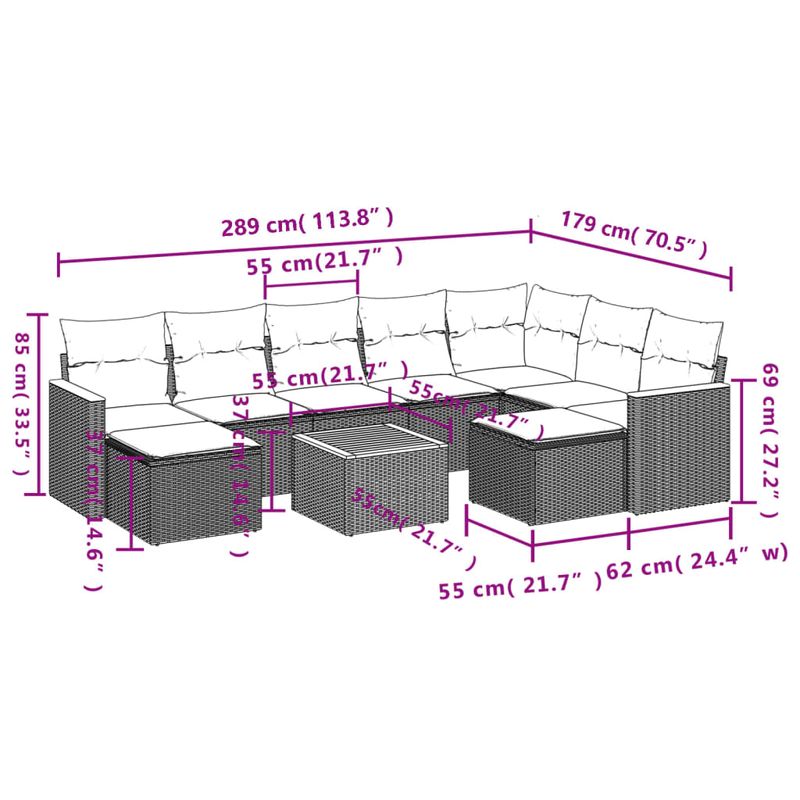 Casa si Gradina - Gradina si terasa - Mobilier exterior - Seturi mobila gradina - Set canapele de gradina, 10 piese, cu perne, bej, poliratan - Infinity.ro