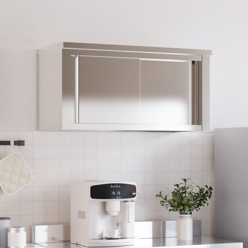 Casa si Gradina - Mobilier - Seturi de mobilier - Seturi bucatarie - Dulap bucatarie de perete cu usi glisante, otel inoxidabil, mărime 92x40x46 cm (cu ușă) - Infinity.ro
