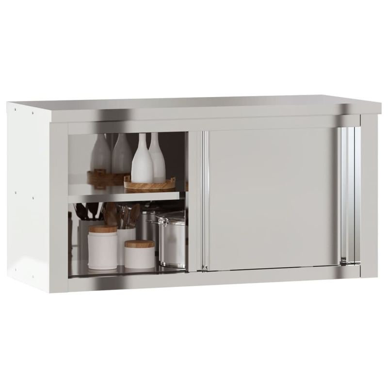 Casa si Gradina - Mobilier - Seturi de mobilier - Seturi bucatarie - Dulap bucatarie de perete cu usi glisante, otel inoxidabil, mărime 92x40x46 cm (cu ușă) - Infinity.ro