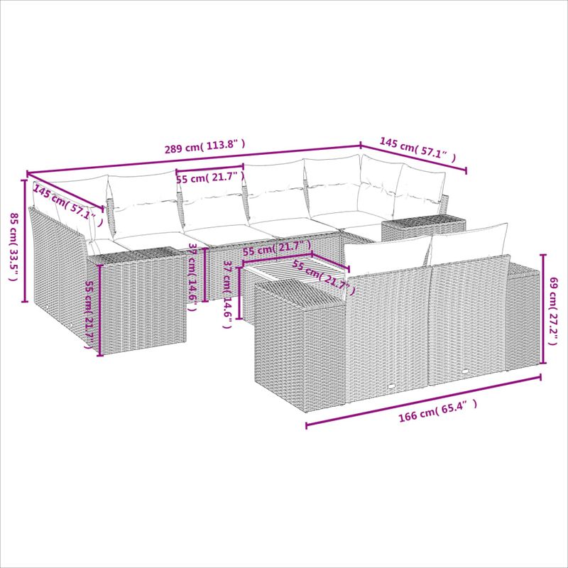 Casa si Gradina - Gradina si terasa - Mobilier exterior - Seturi mobila gradina - Set canapele de gradina cu perne, 10 piese, bej, poliratan - Infinity.ro